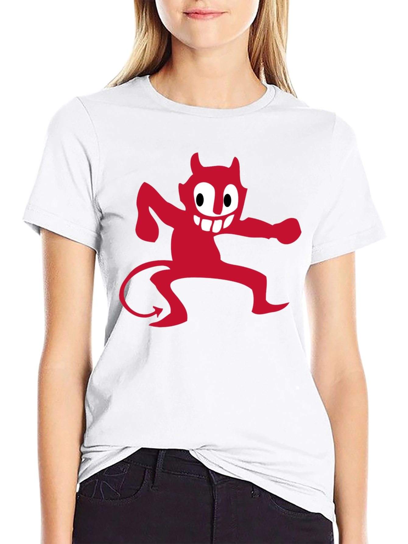 Red Devil Graphic Print Black T-Shirt