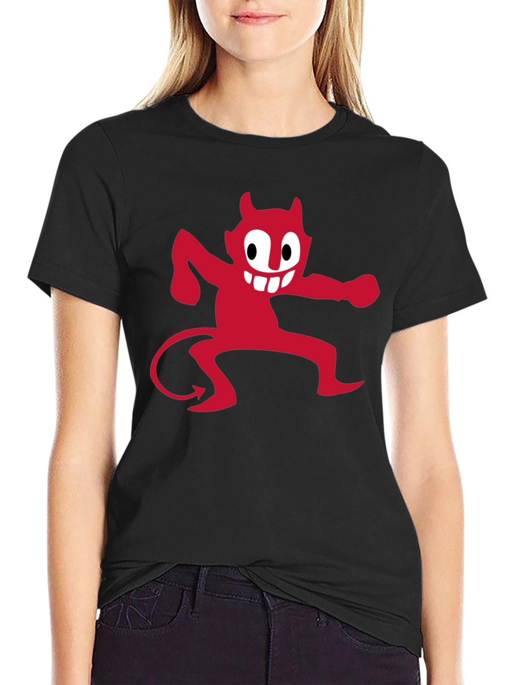 Red Devil Graphic Print Black T-Shirt