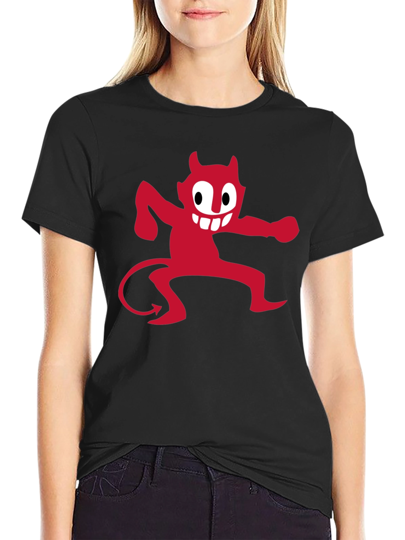 Red Devil Graphic Print Black T-Shirt