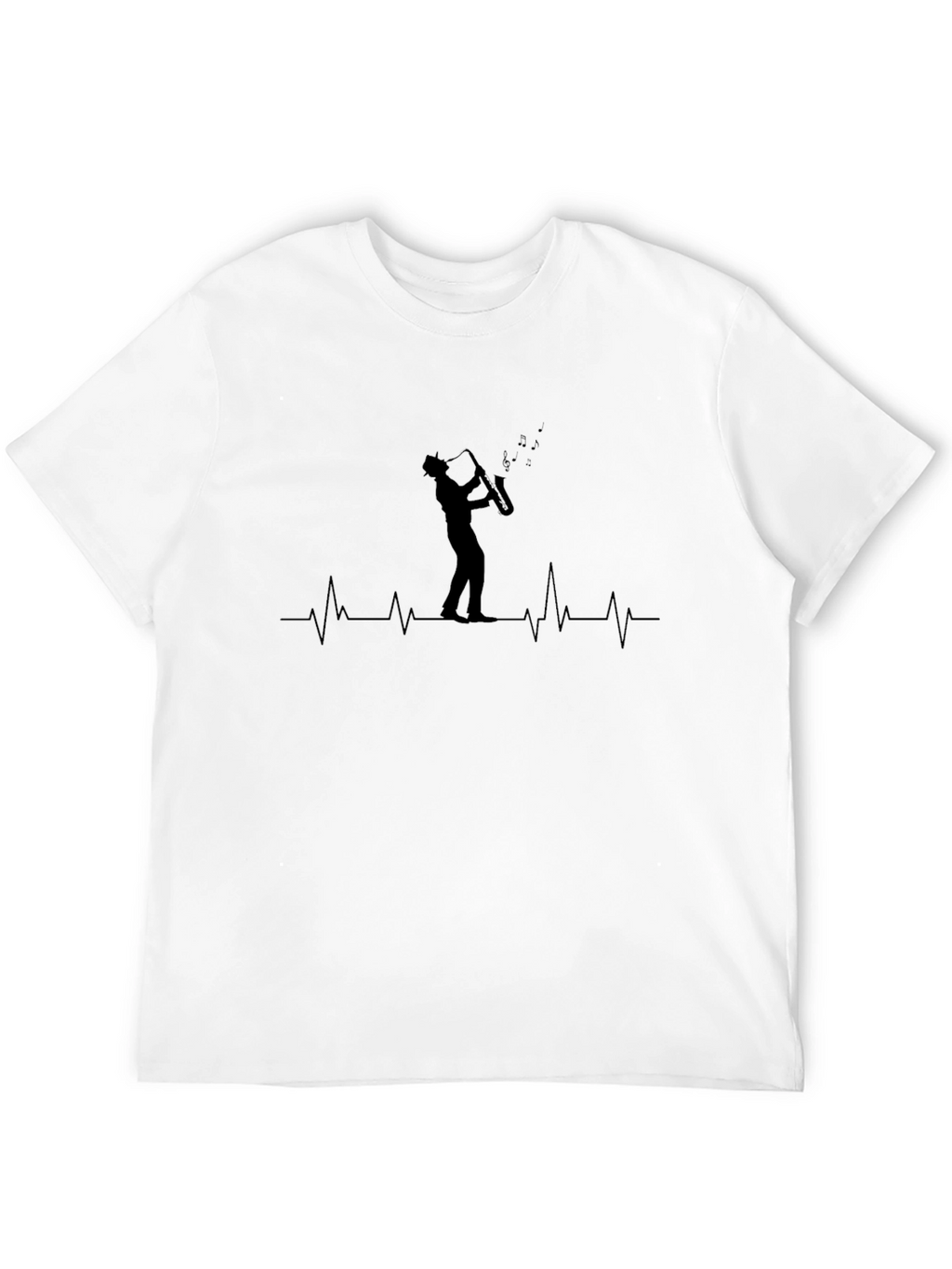 Saxophone Heartbeat Graphic Tee - Black
