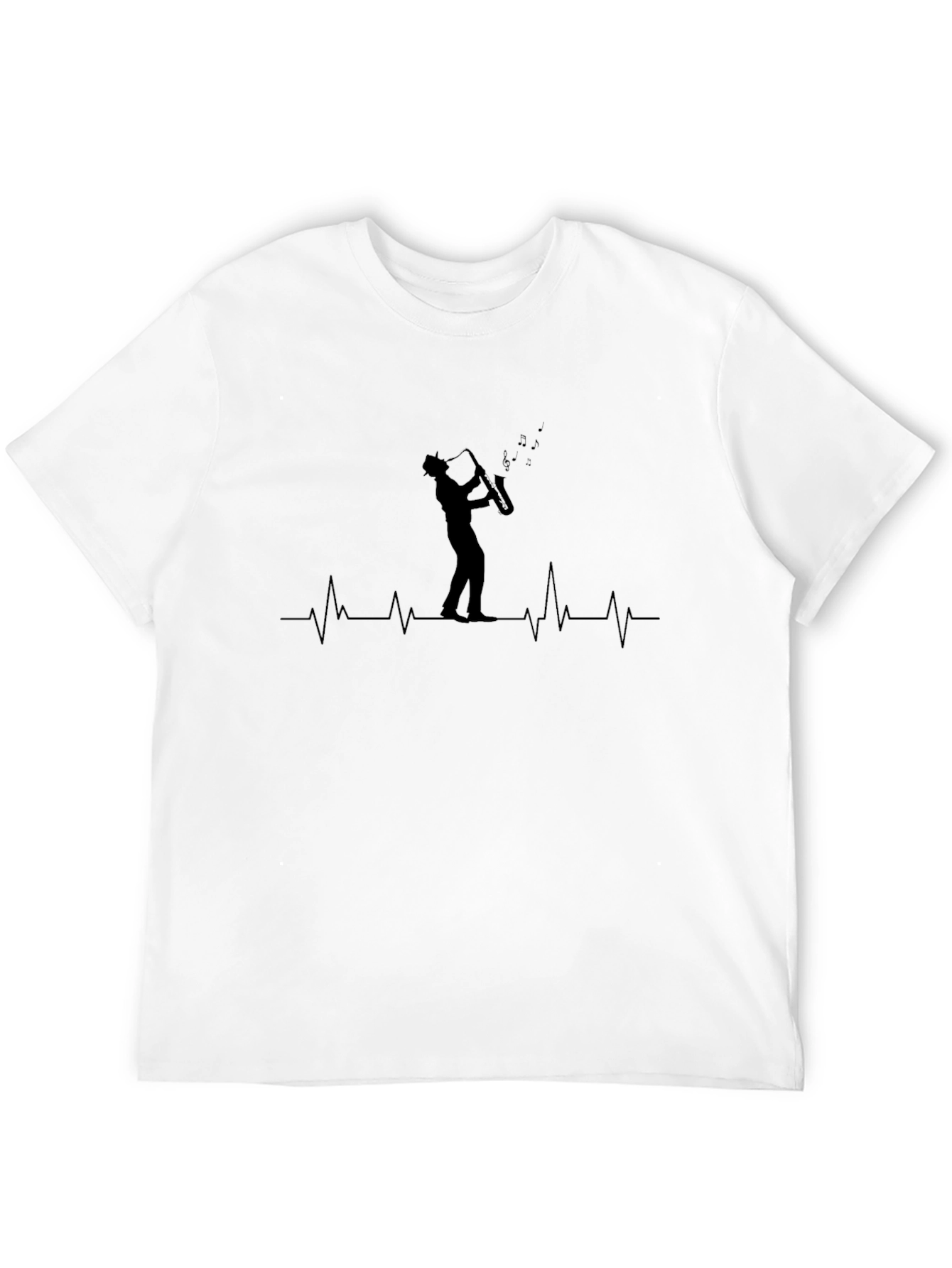 Saxophone Heartbeat Graphic Tee - Black