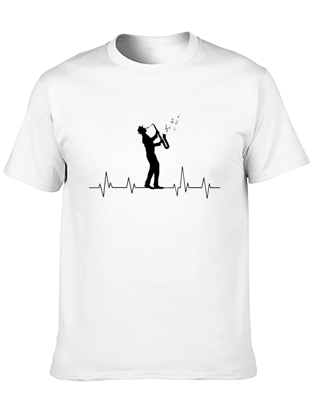 Saxophone Heartbeat Graphic Tee - Black