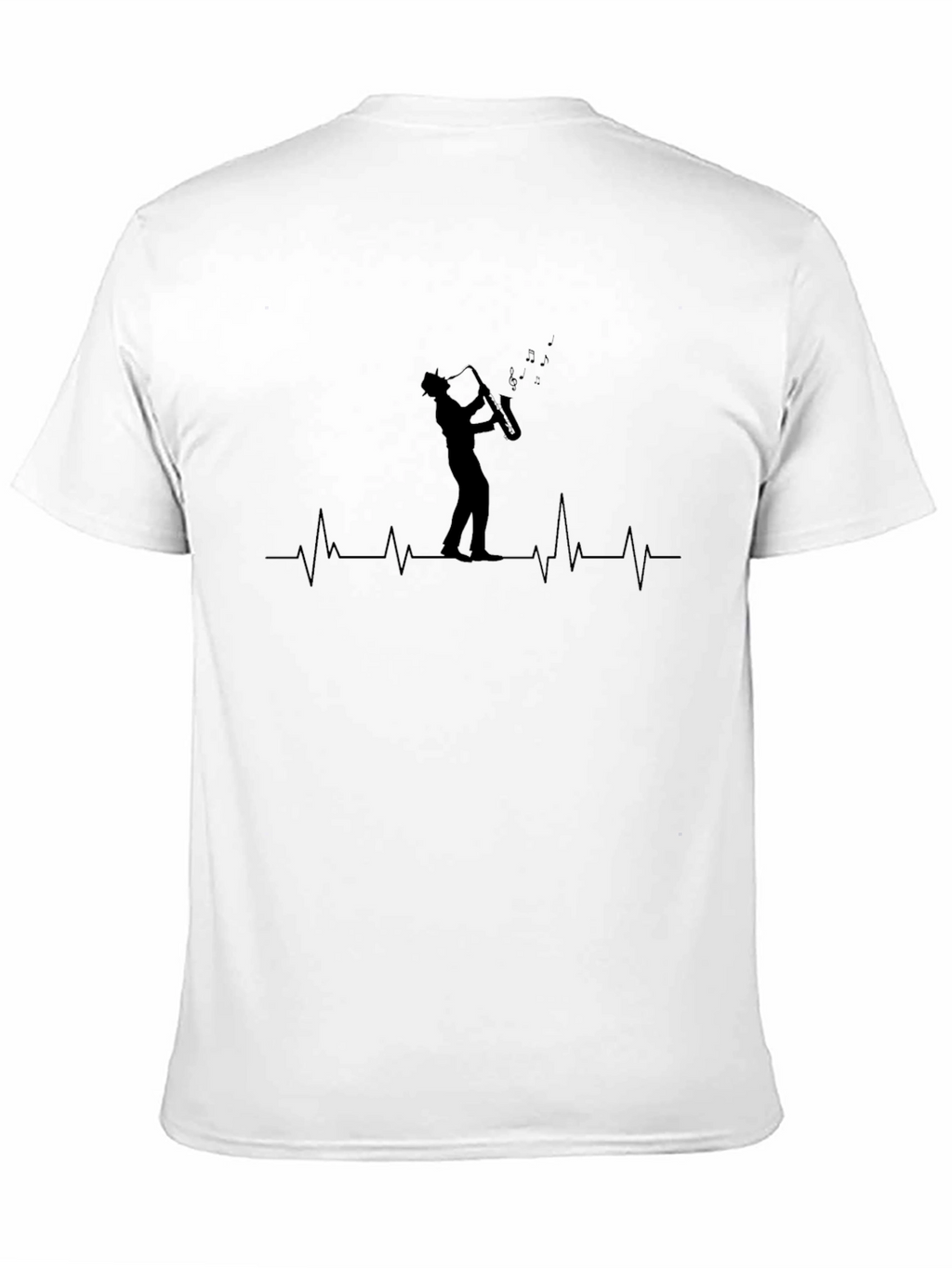 Saxophone Heartbeat Graphic Tee - Black