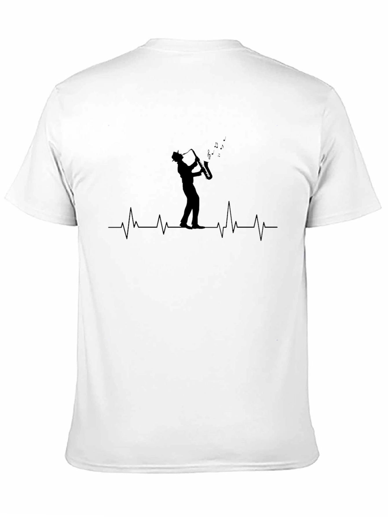 Saxophone Heartbeat Graphic Tee - Black