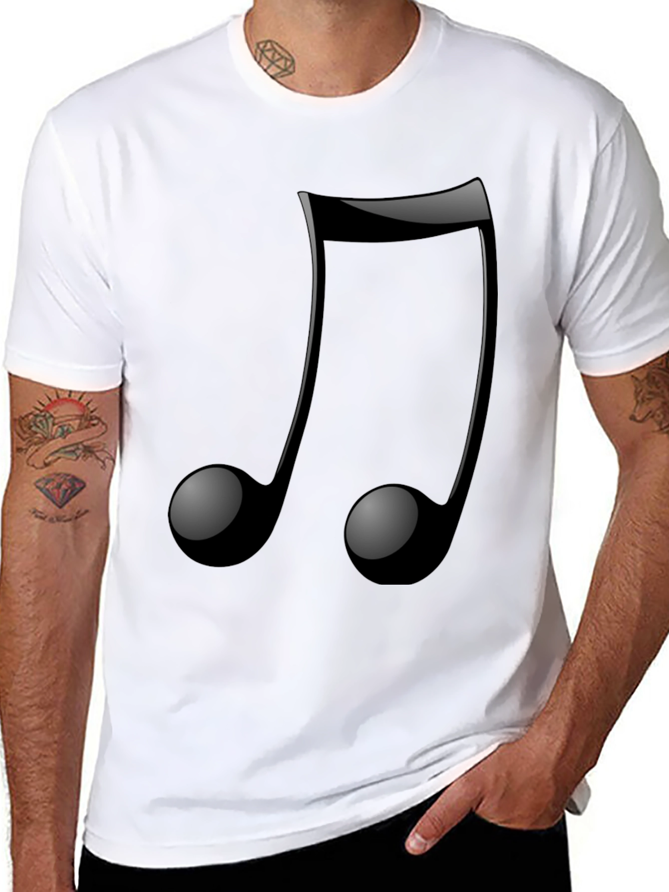 Musical Note Graphic Tee - Trendy Black T-Shirt