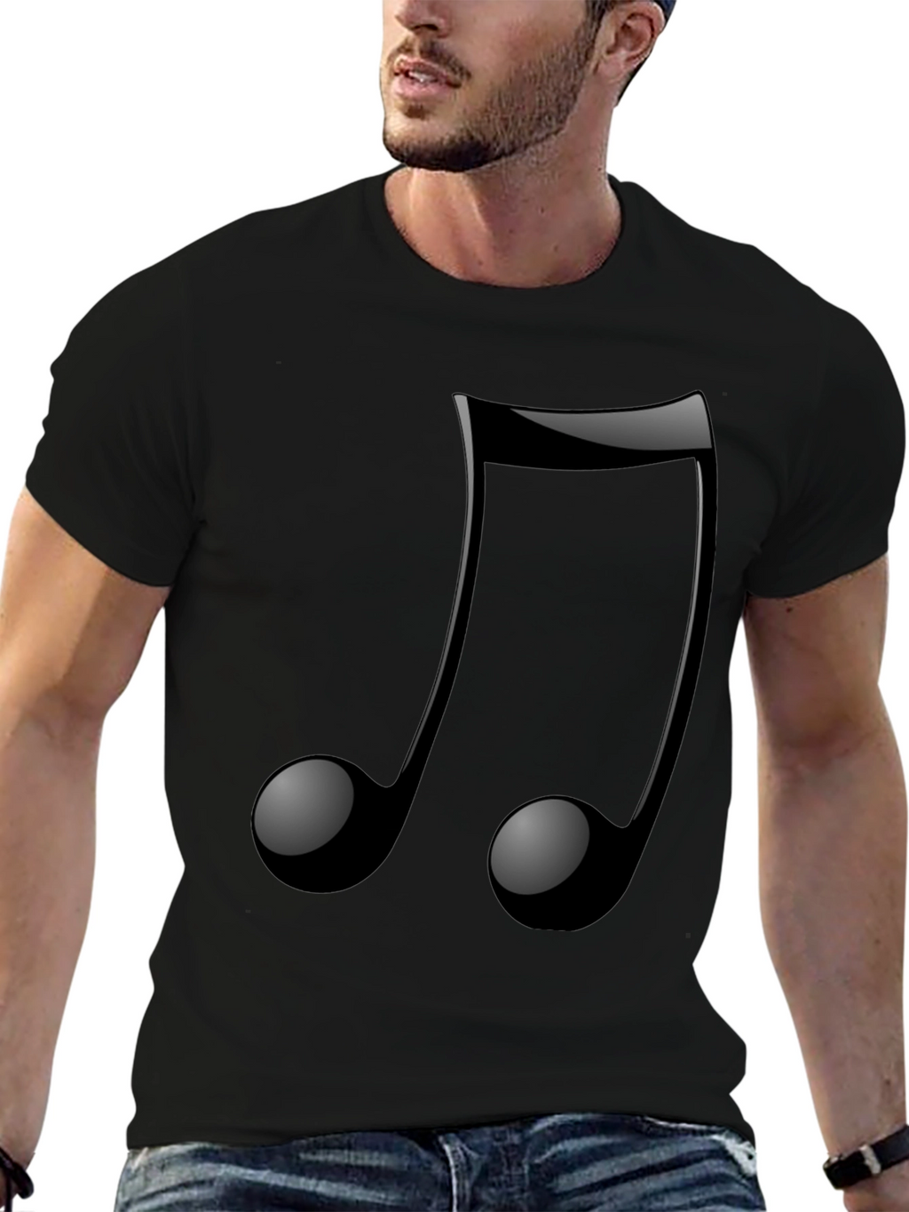 Musical Note Graphic Tee - Trendy Black T-Shirt