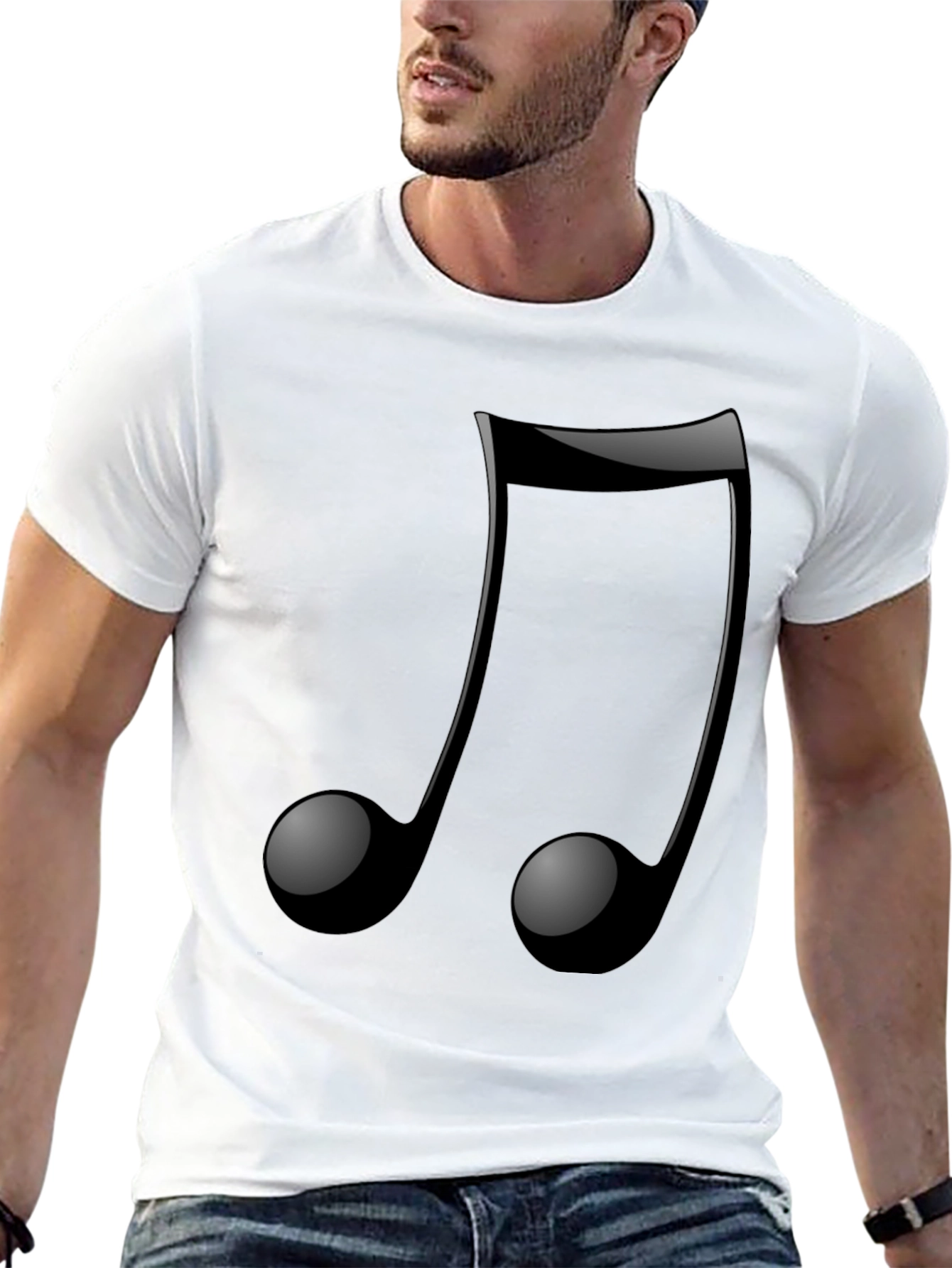Musical Note Graphic Tee - Trendy Black T-Shirt