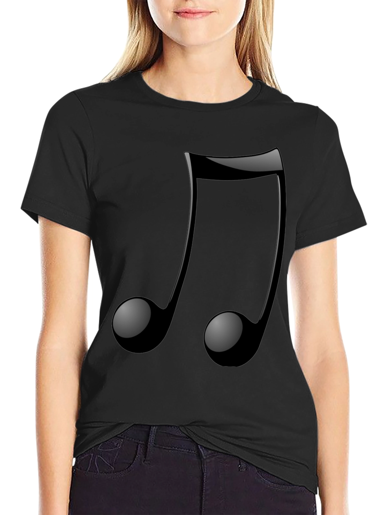 Musical Note Graphic Tee - Trendy Black T-Shirt