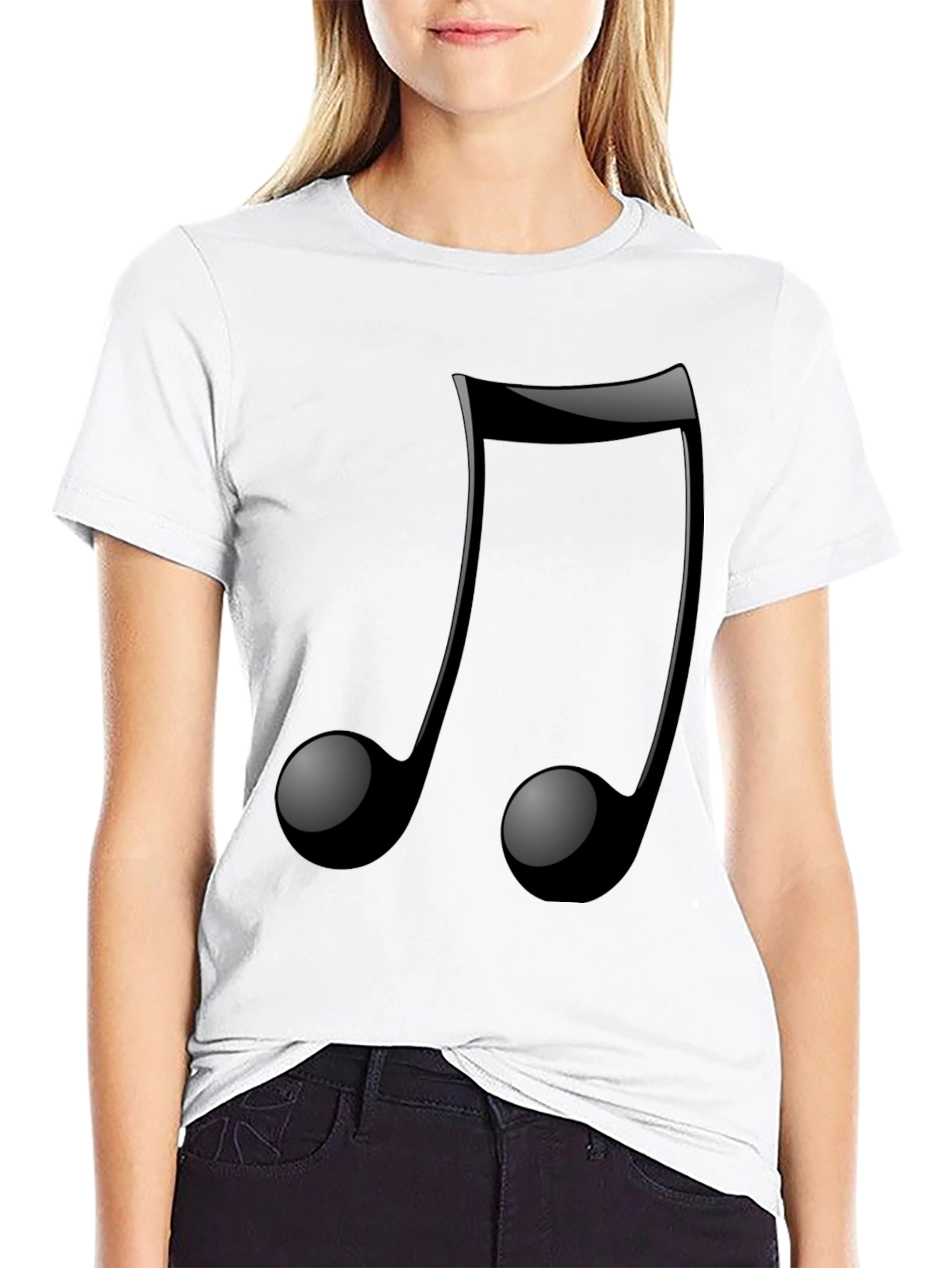 Musical Note Graphic Tee - Trendy Black T-Shirt