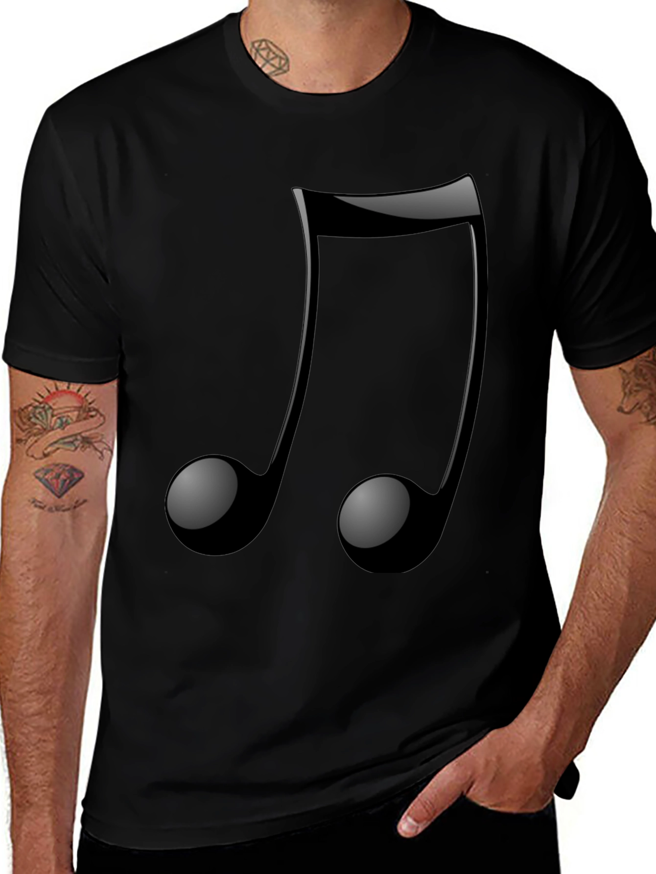 Musical Note Graphic Tee - Trendy Black T-Shirt
