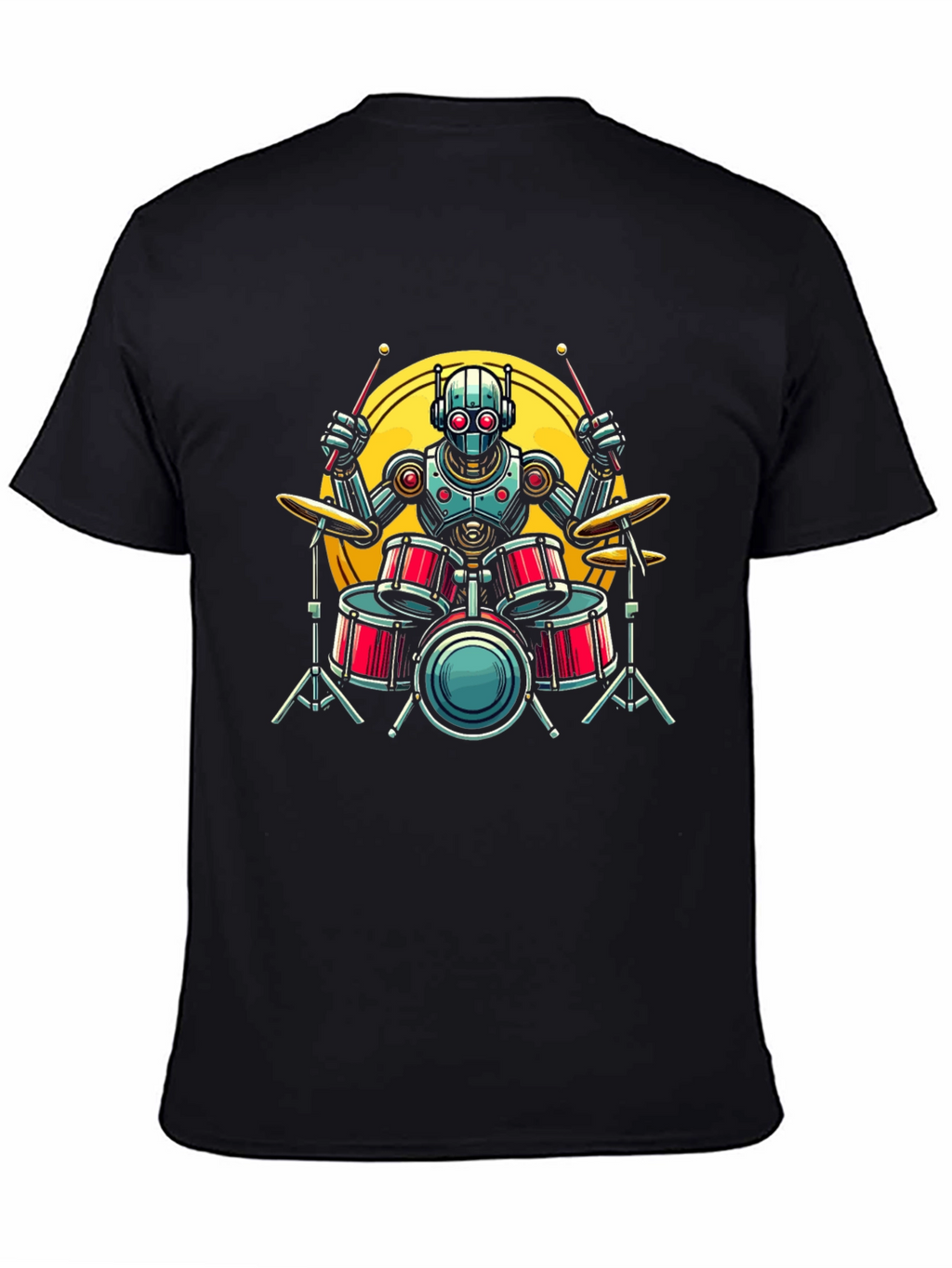 Robot Drummer Graphic Tee - Black