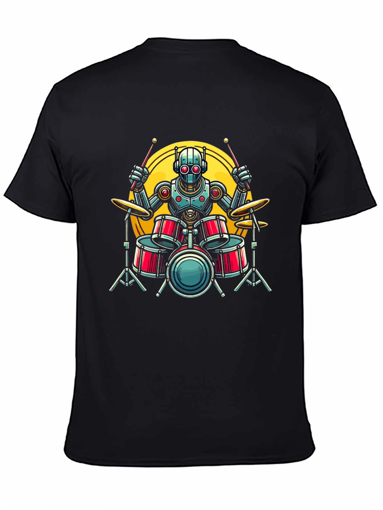Robot Drummer Graphic Tee - Black