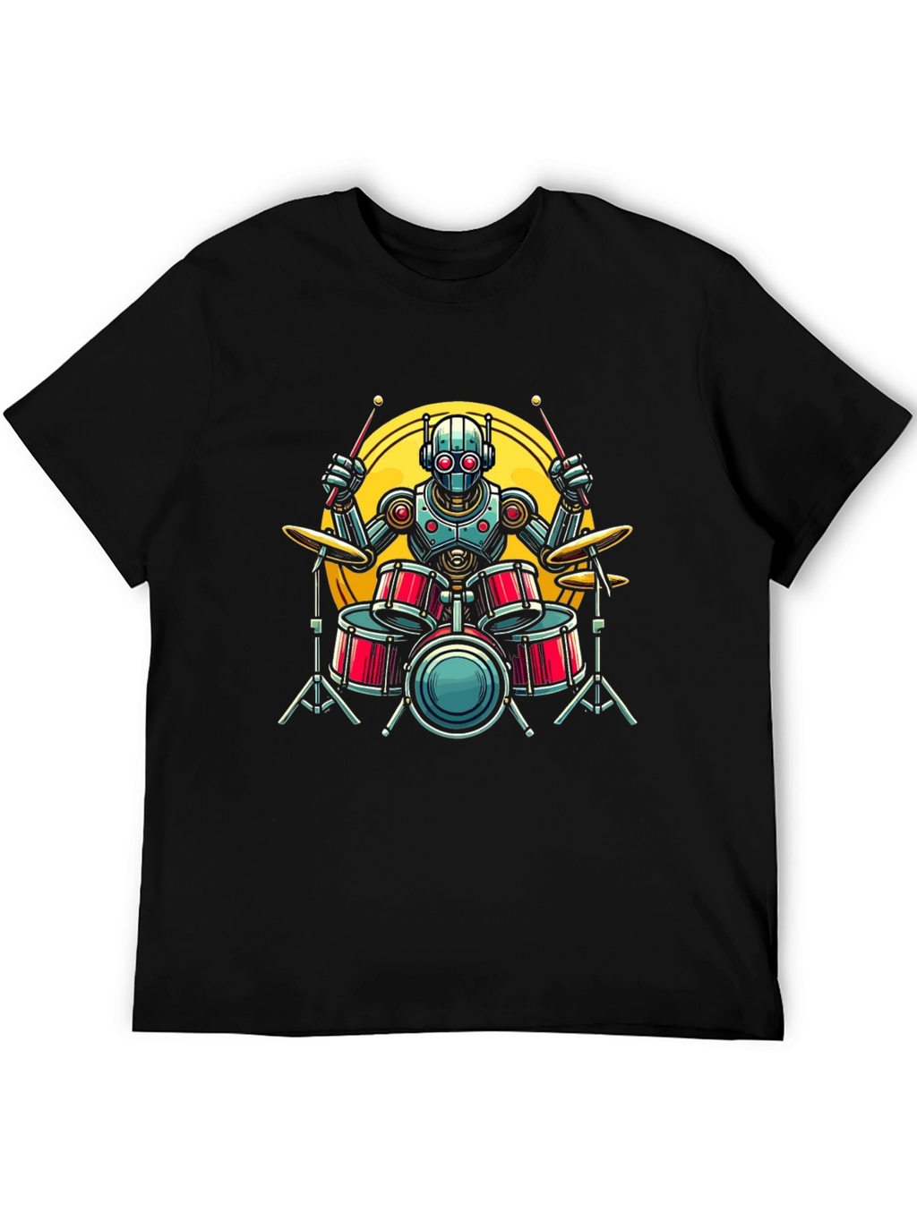 Robot Drummer Graphic Tee - Black