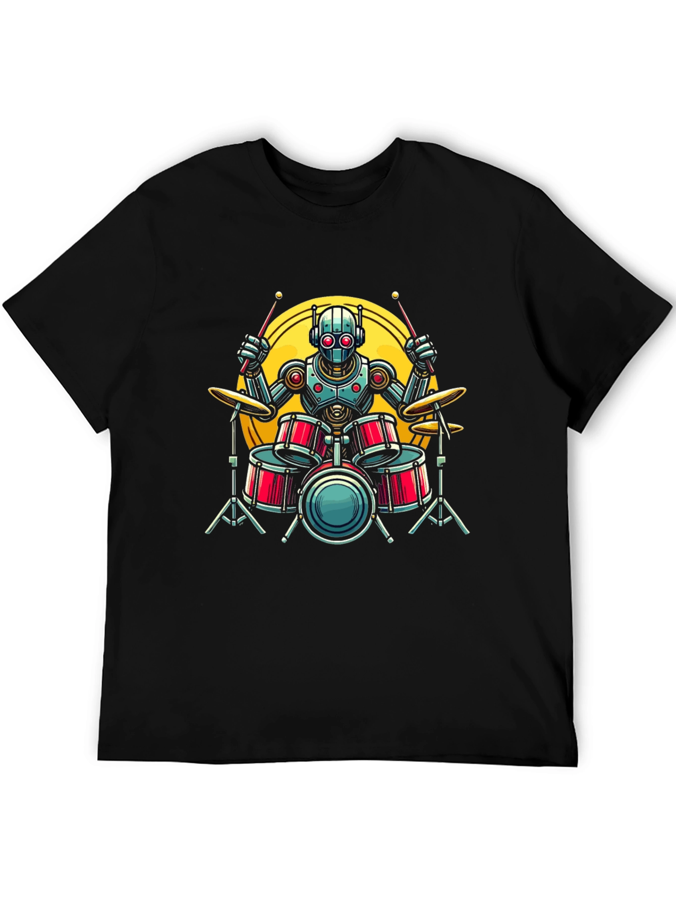 Robot Drummer Graphic Tee - Black