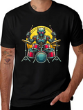 Robot Drummer Graphic Tee - Black