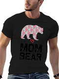 Mom Bear Floral Graphic T-Shirt