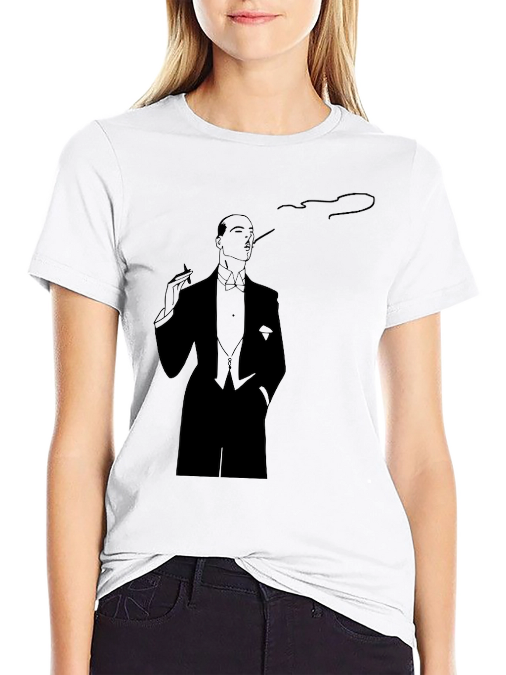 Elegant Smoking Man Graphic Tee - Classic Style