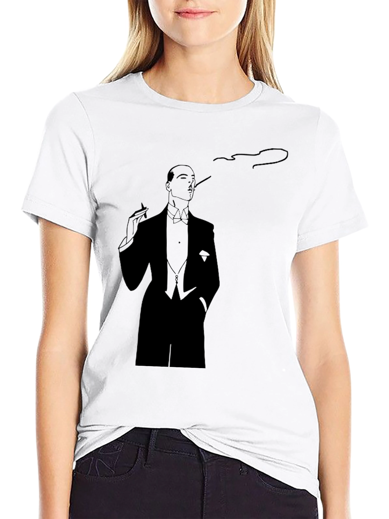 Elegant Smoking Man Graphic Tee - Classic Style