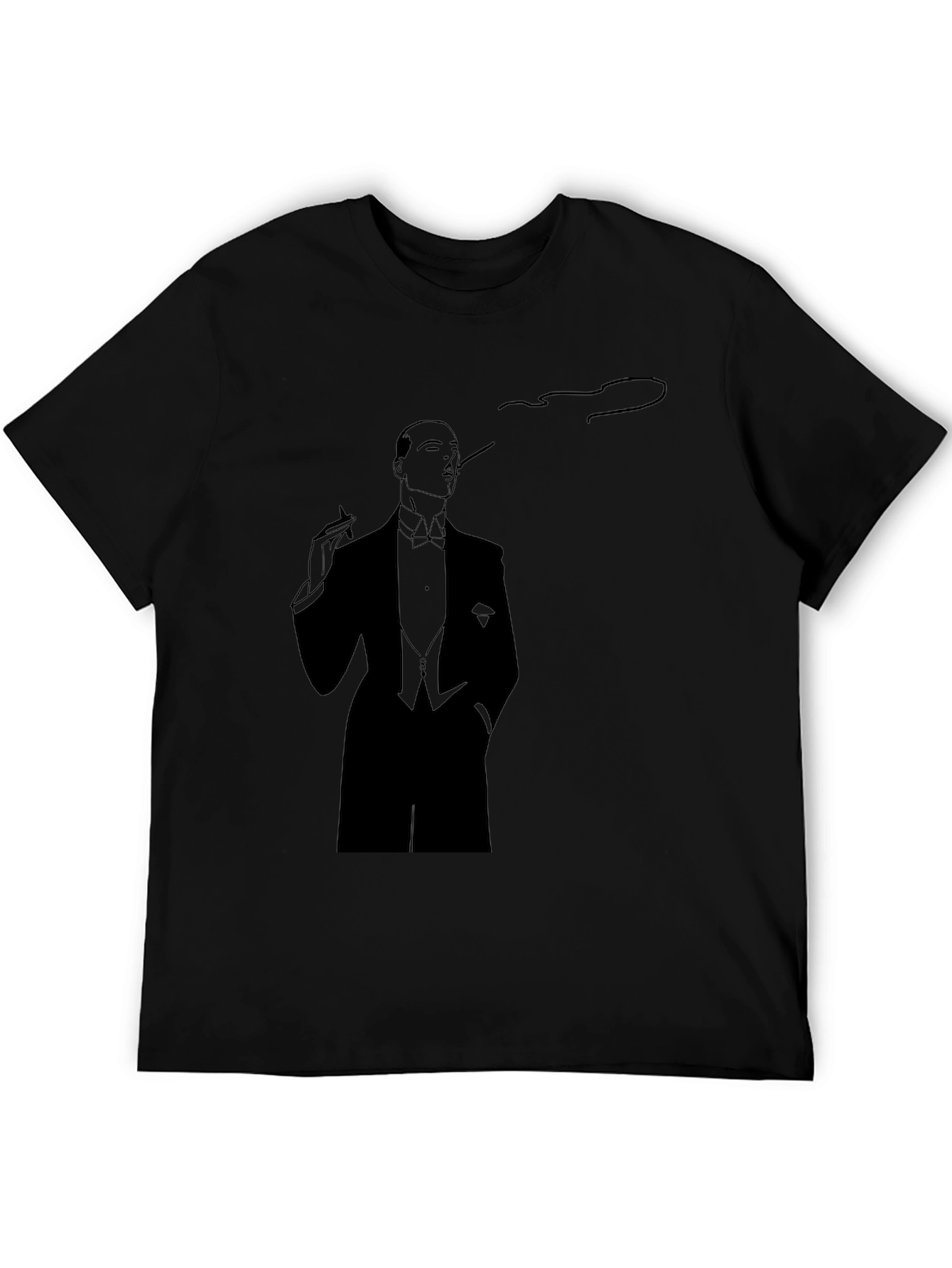 Elegant Smoking Man Graphic Tee - Classic Style