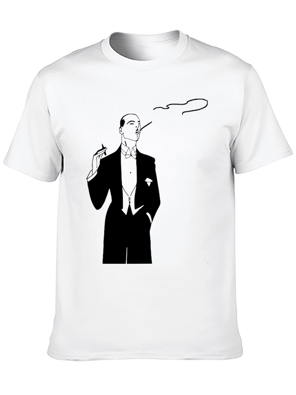 Elegant Smoking Man Graphic Tee - Classic Style