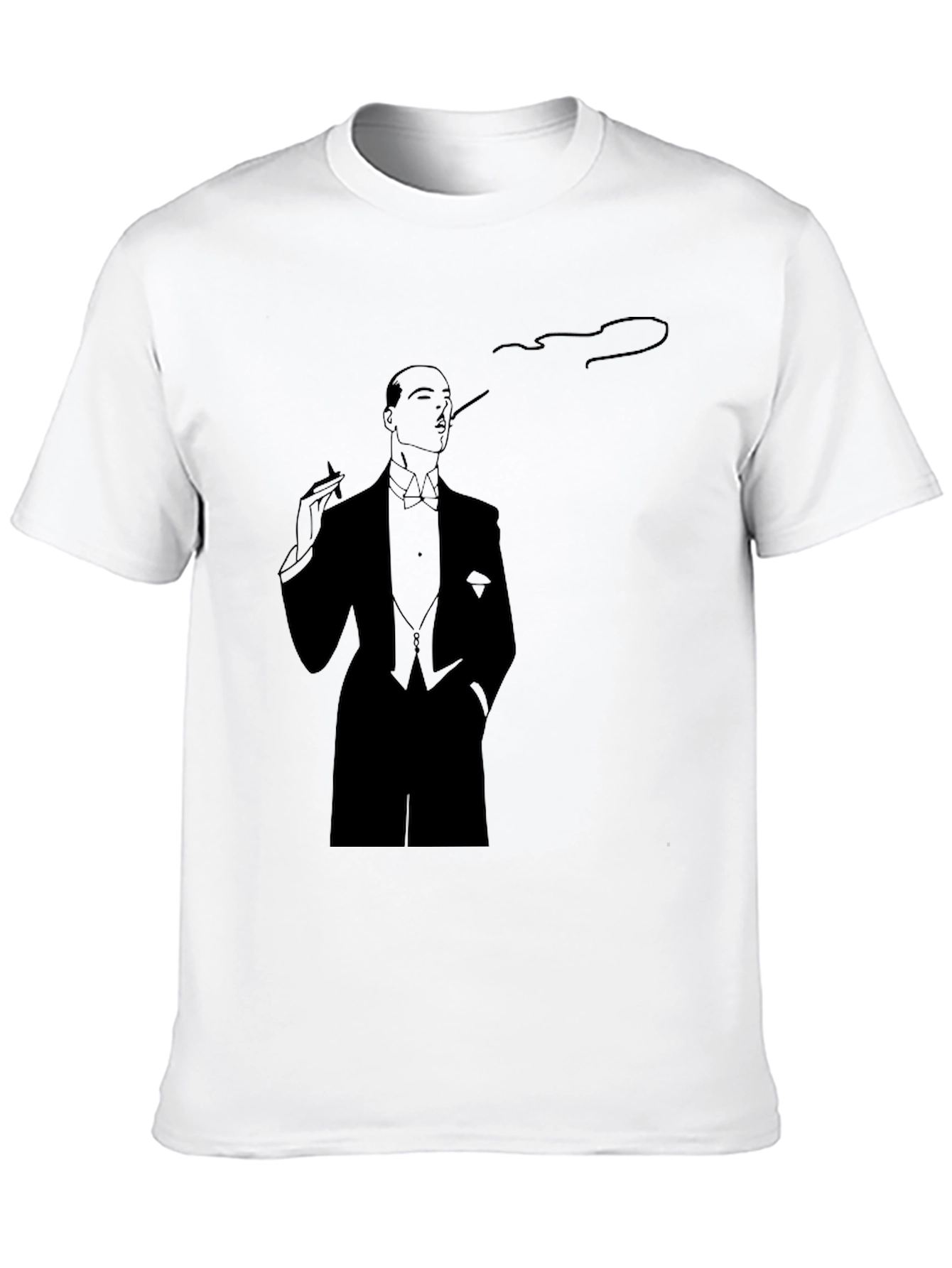 Elegant Smoking Man Graphic Tee - Classic Style