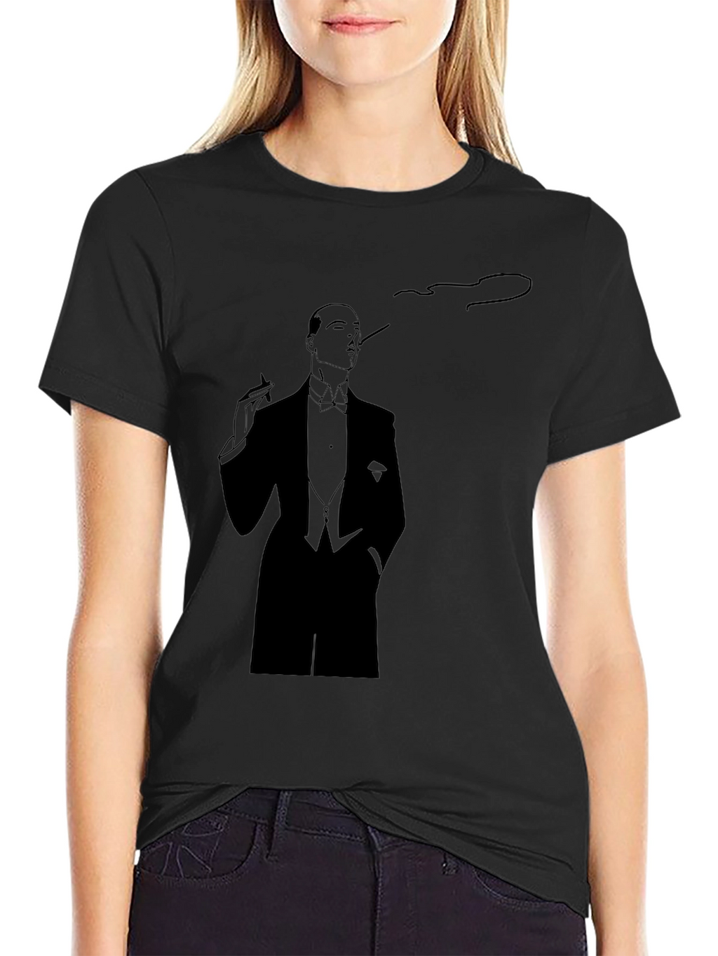 Elegant Smoking Man Graphic Tee - Classic Style