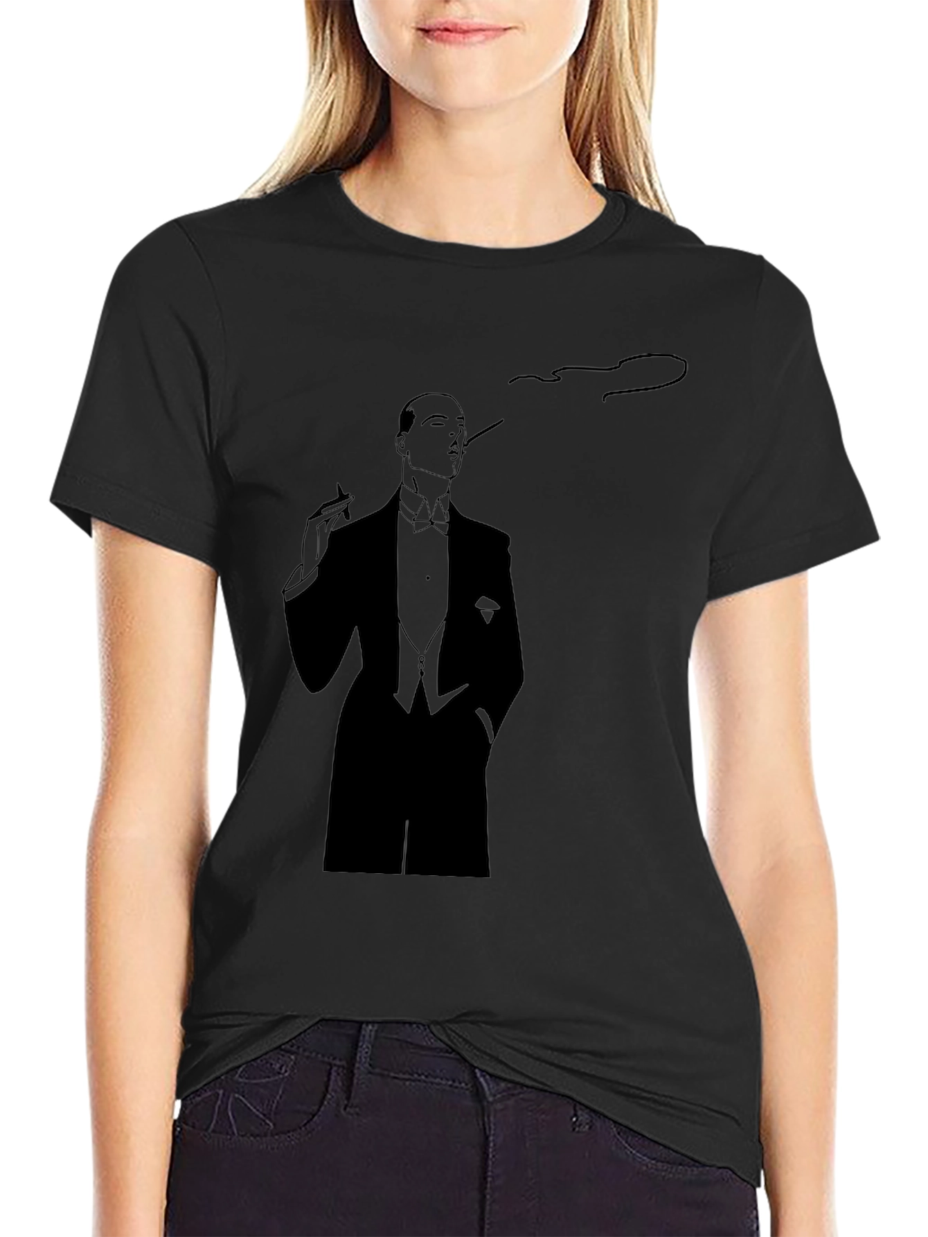 Elegant Smoking Man Graphic Tee - Classic Style