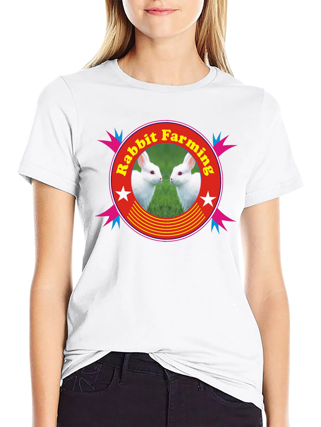 Rabbit Farming Graphic Tee - Black Cotton T-Shirt