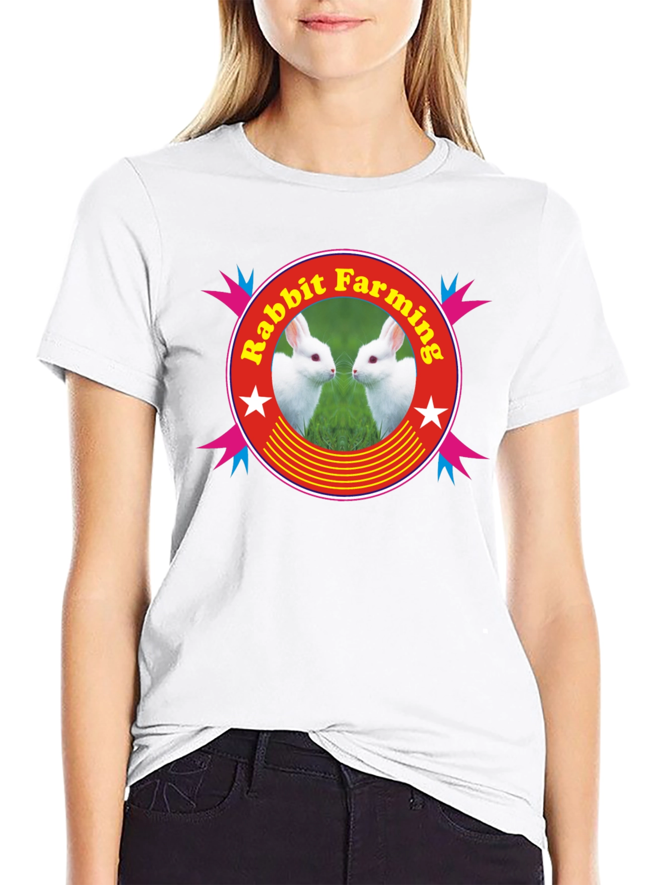 Rabbit Farming Graphic Tee - Black Cotton T-Shirt