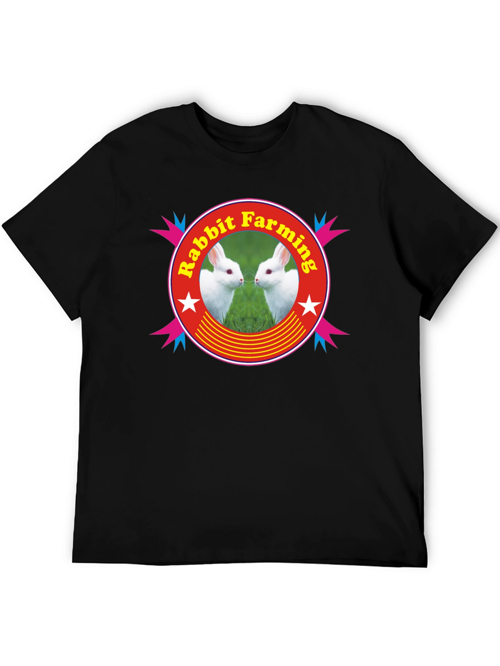 Rabbit Farming Graphic Tee - Black Cotton T-Shirt