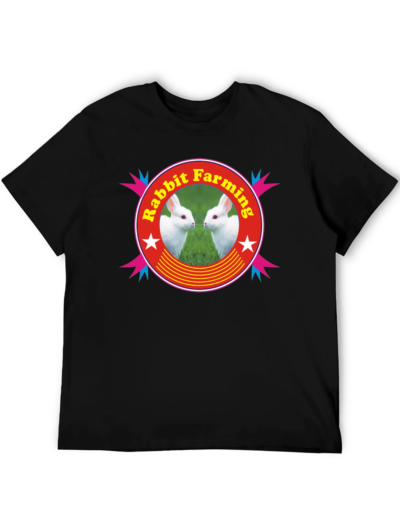 Rabbit Farming Graphic Tee - Black Cotton T-Shirt