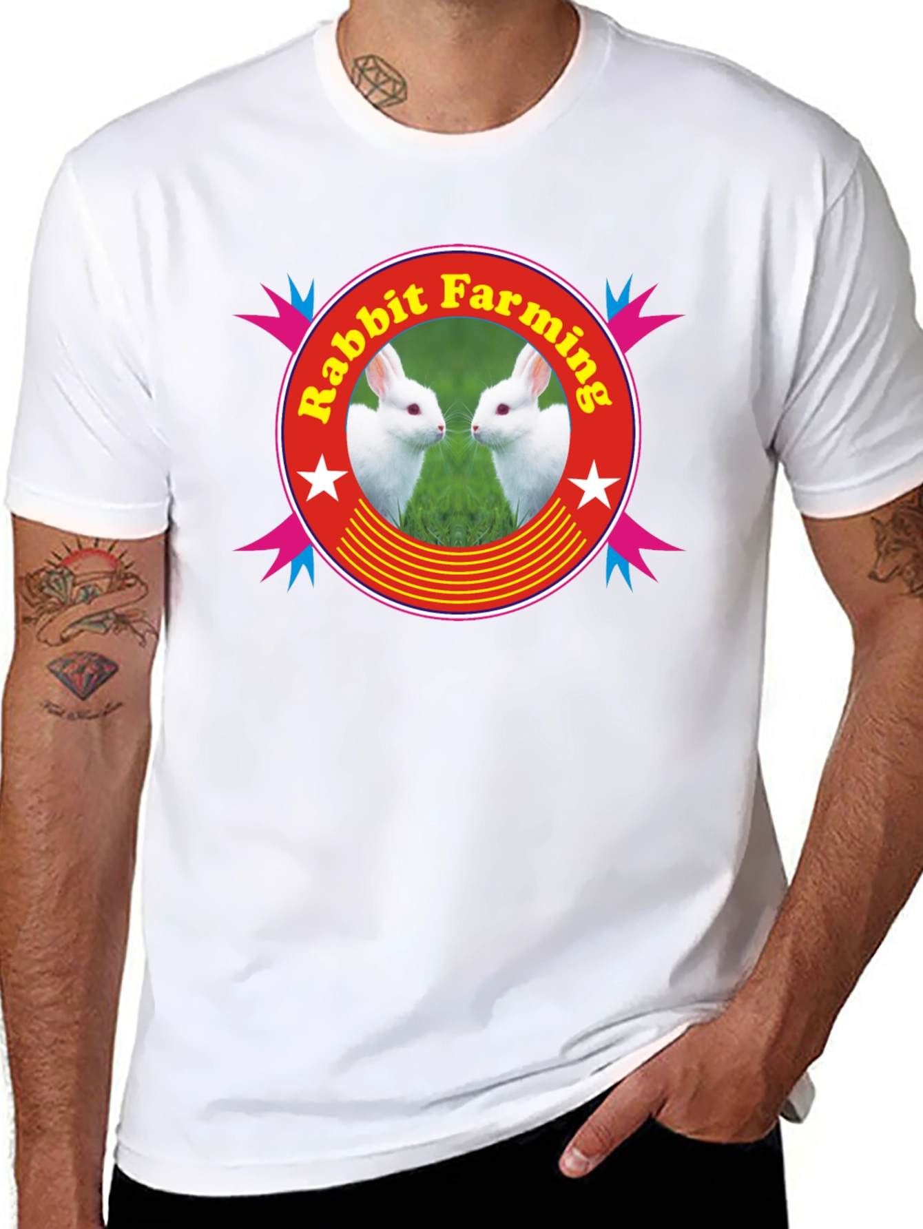 Rabbit Farming Graphic Tee - Black Cotton T-Shirt