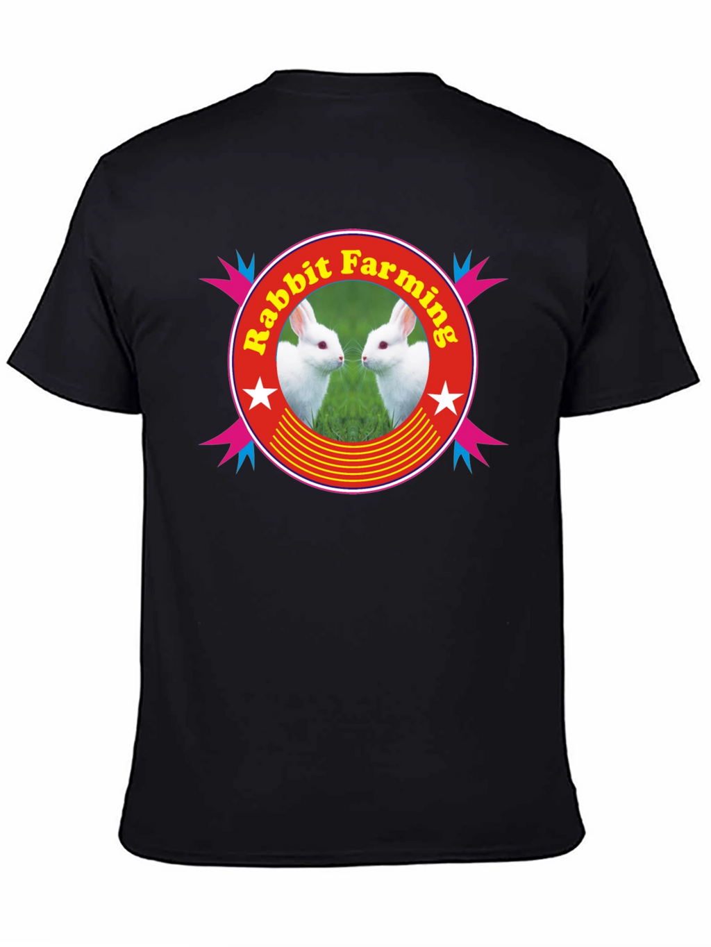 Rabbit Farming Graphic Tee - Black Cotton T-Shirt