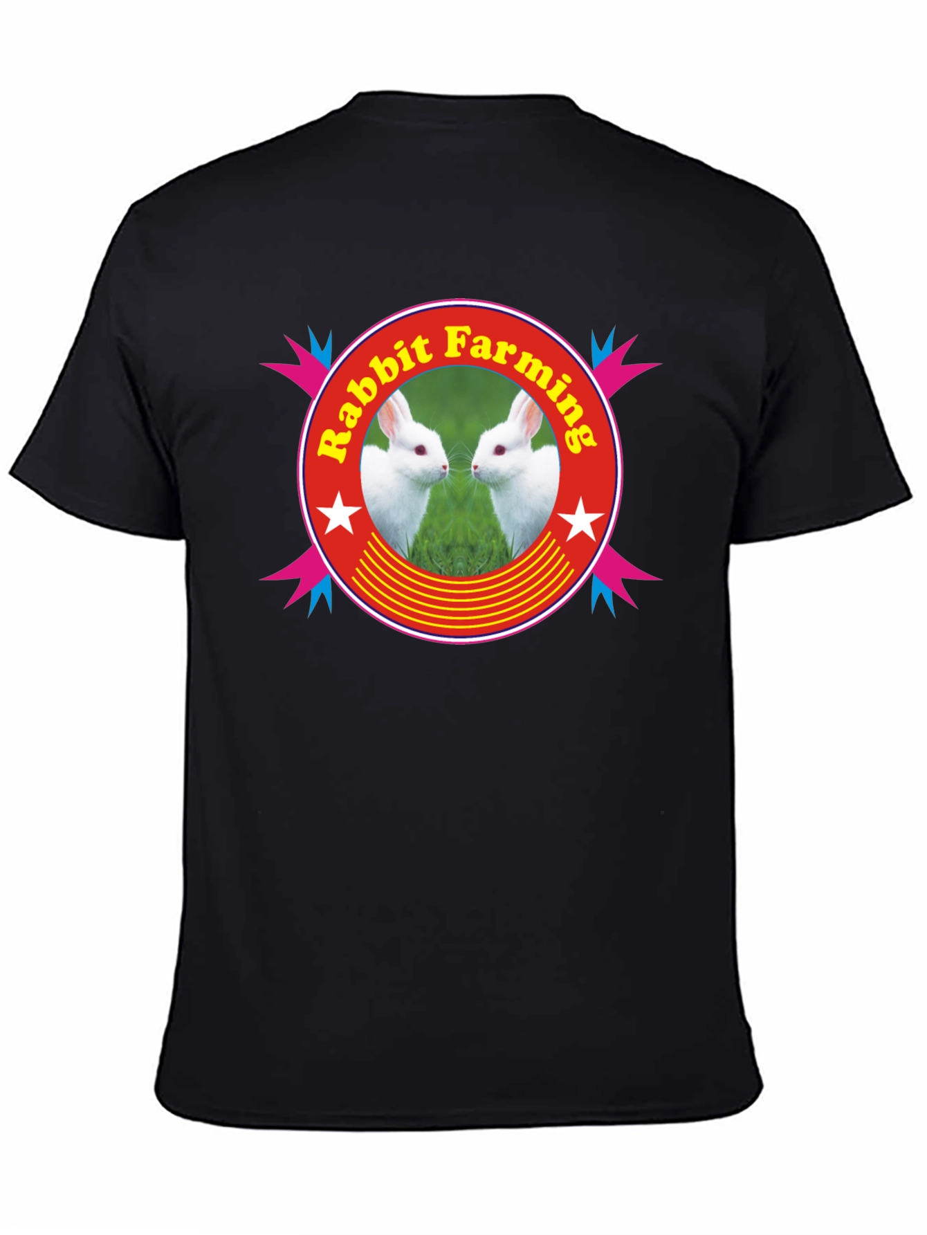 Rabbit Farming Graphic Tee - Black Cotton T-Shirt