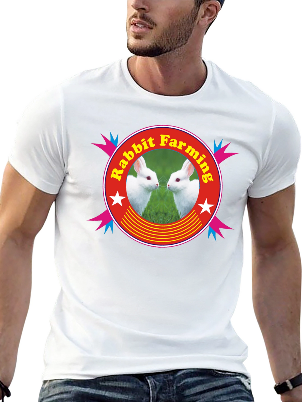 Rabbit Farming Graphic Tee - Black Cotton T-Shirt