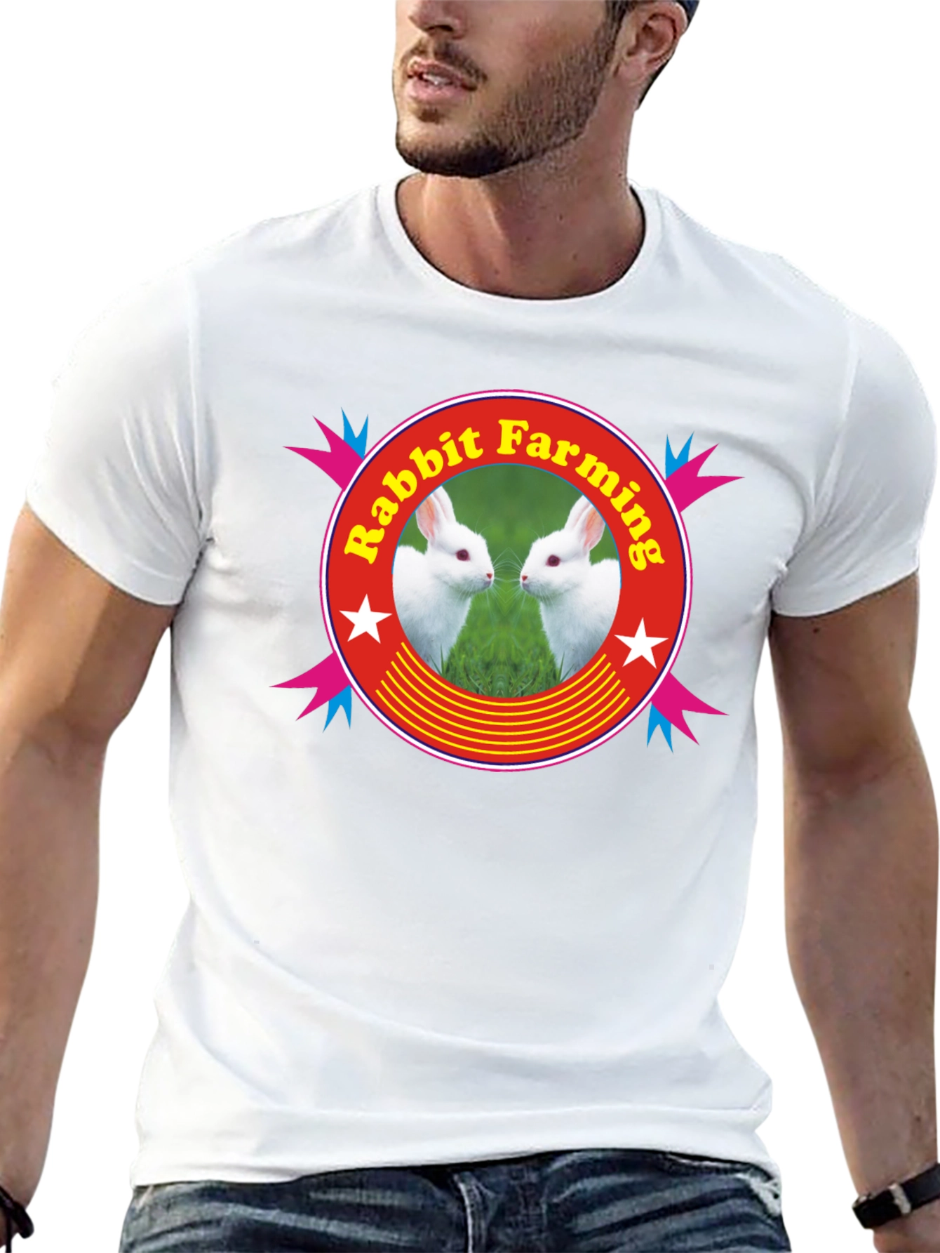 Rabbit Farming Graphic Tee - Black Cotton T-Shirt