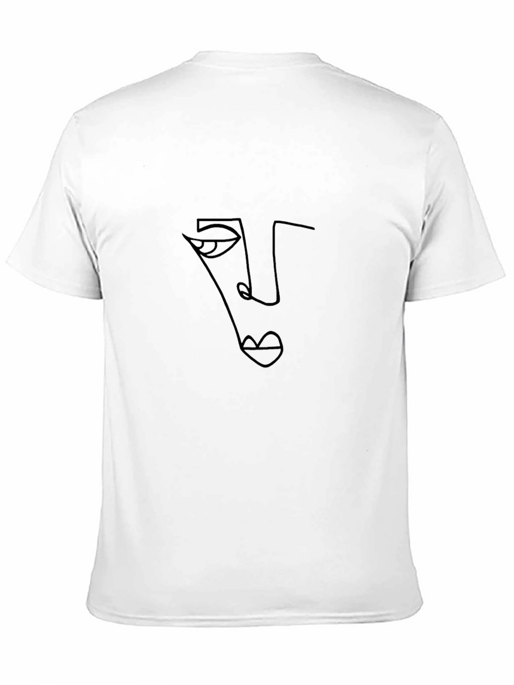 Abstract Face Line Art Black T-Shirt