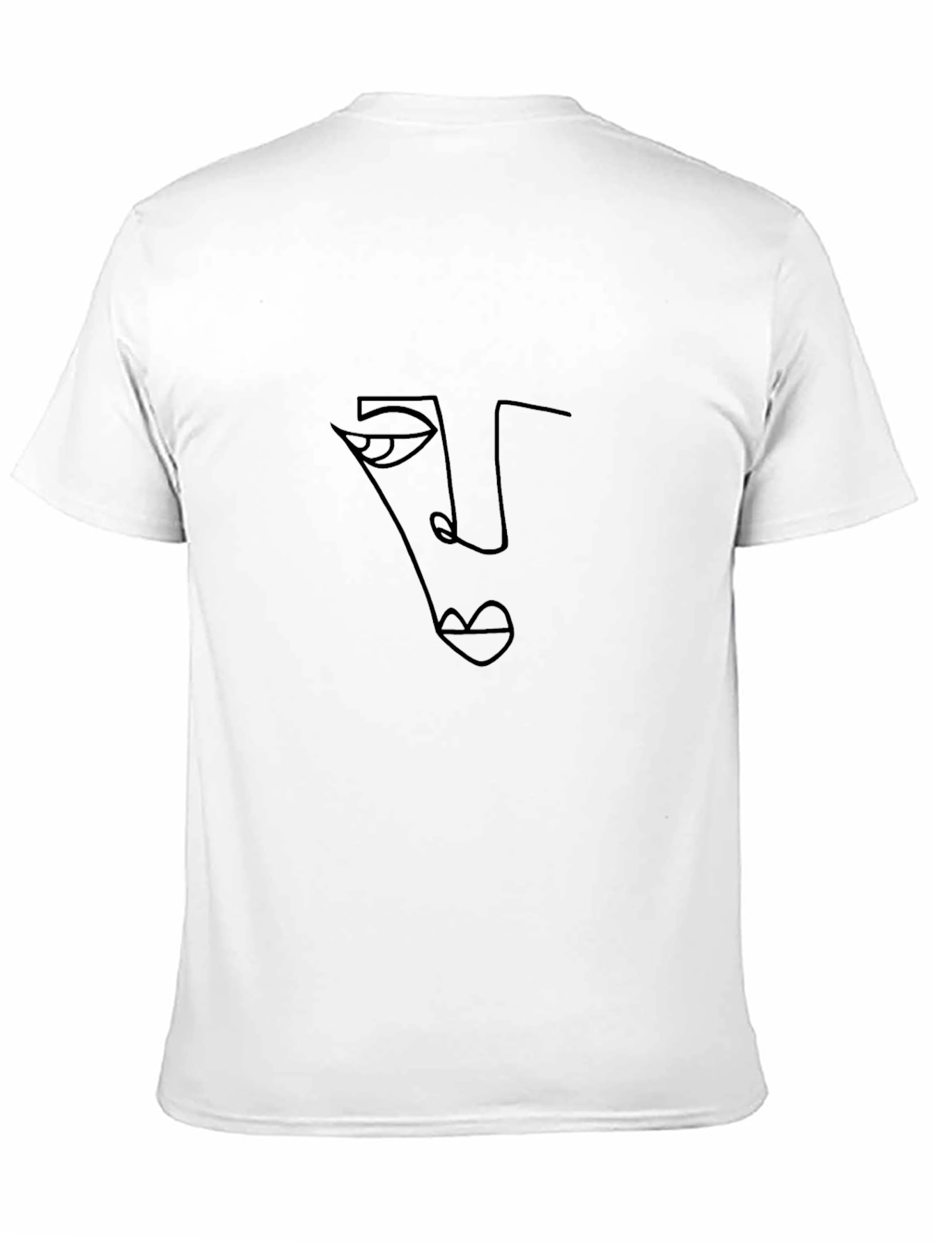 Abstract Face Line Art Black T-Shirt