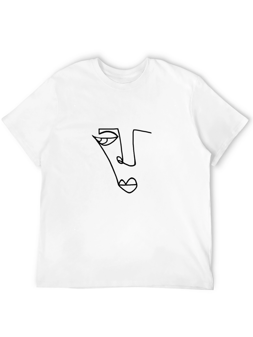 Abstract Face Line Art Black T-Shirt