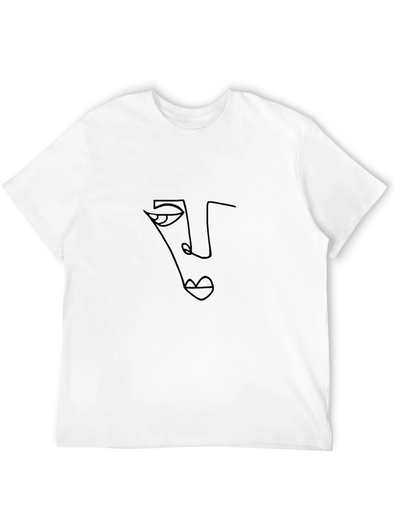 Abstract Face Line Art Black T-Shirt