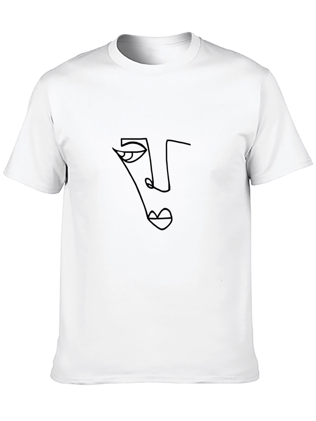 Abstract Face Line Art Black T-Shirt