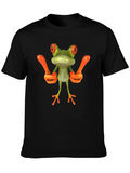 Funny Frog Graphic Tee - Black Cotton T-Shirt