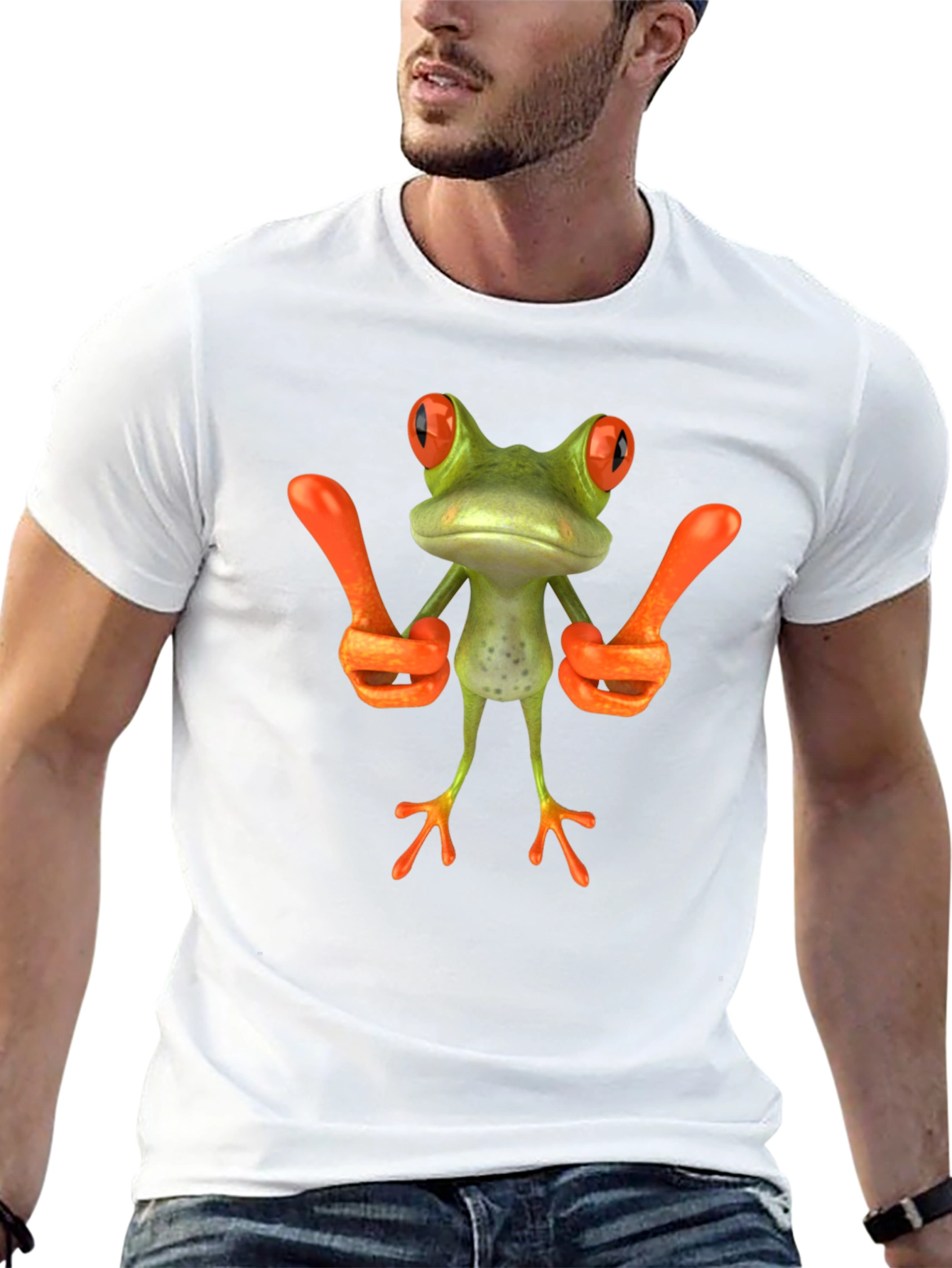 Funny Frog Graphic Tee - Black Cotton T-Shirt
