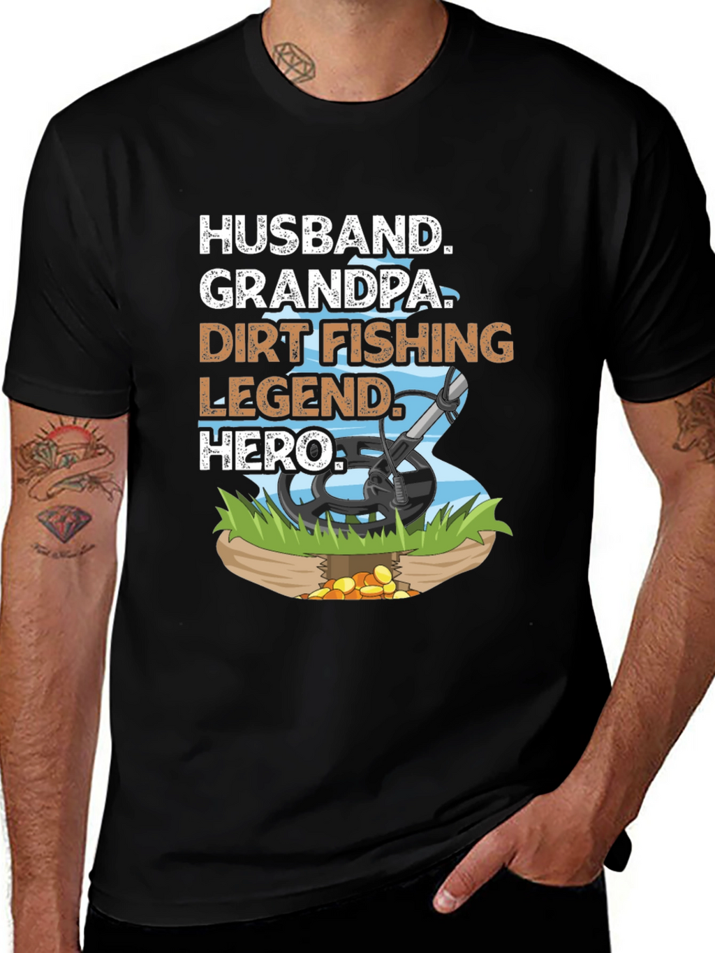 Husband Grandpa Dirt Fishing Legend Hero Tee