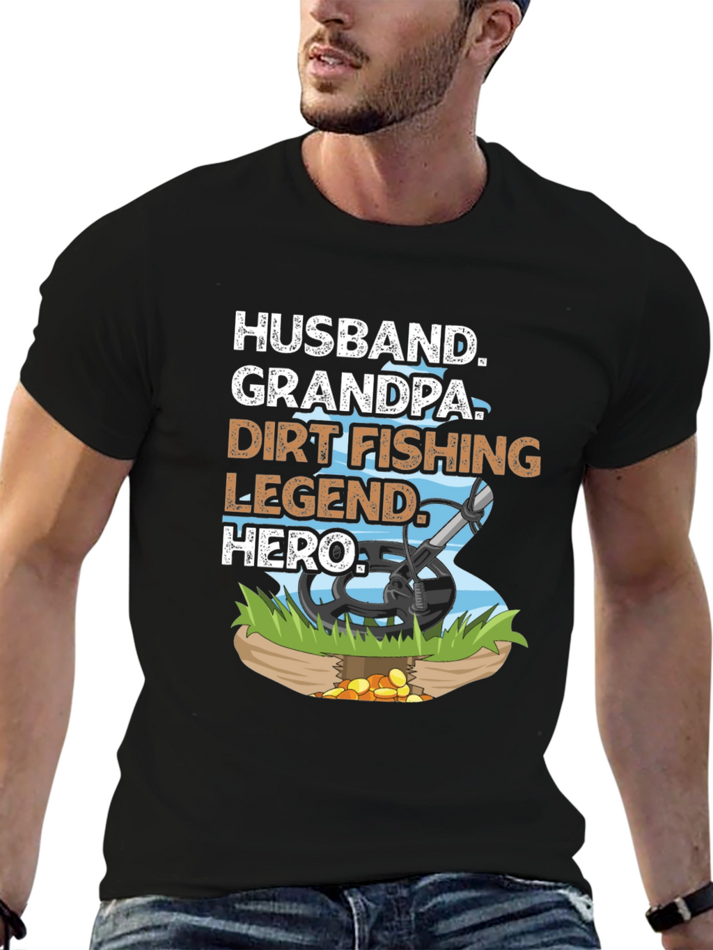 Husband Grandpa Dirt Fishing Legend Hero Tee