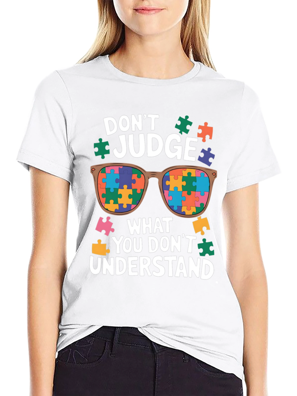 Autism Awareness T-Shirt - Dont Judge Puzzle Sunglasses