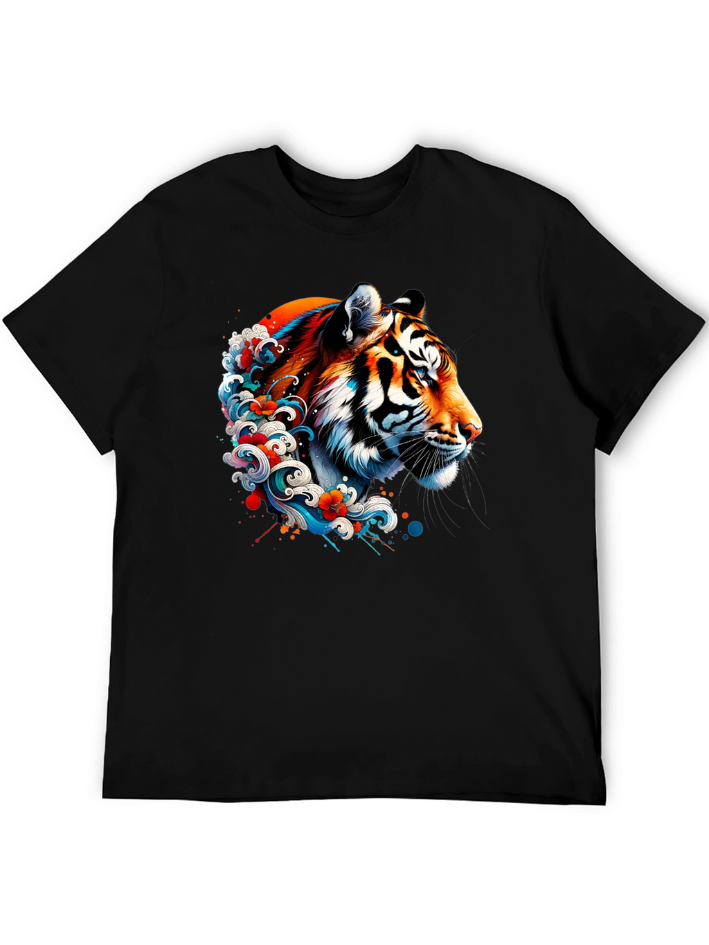 Tiger Wave Graphic Black T-Shirt