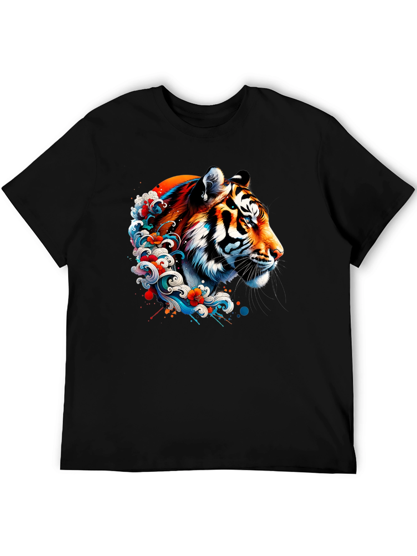 Tiger Wave Graphic Black T-Shirt