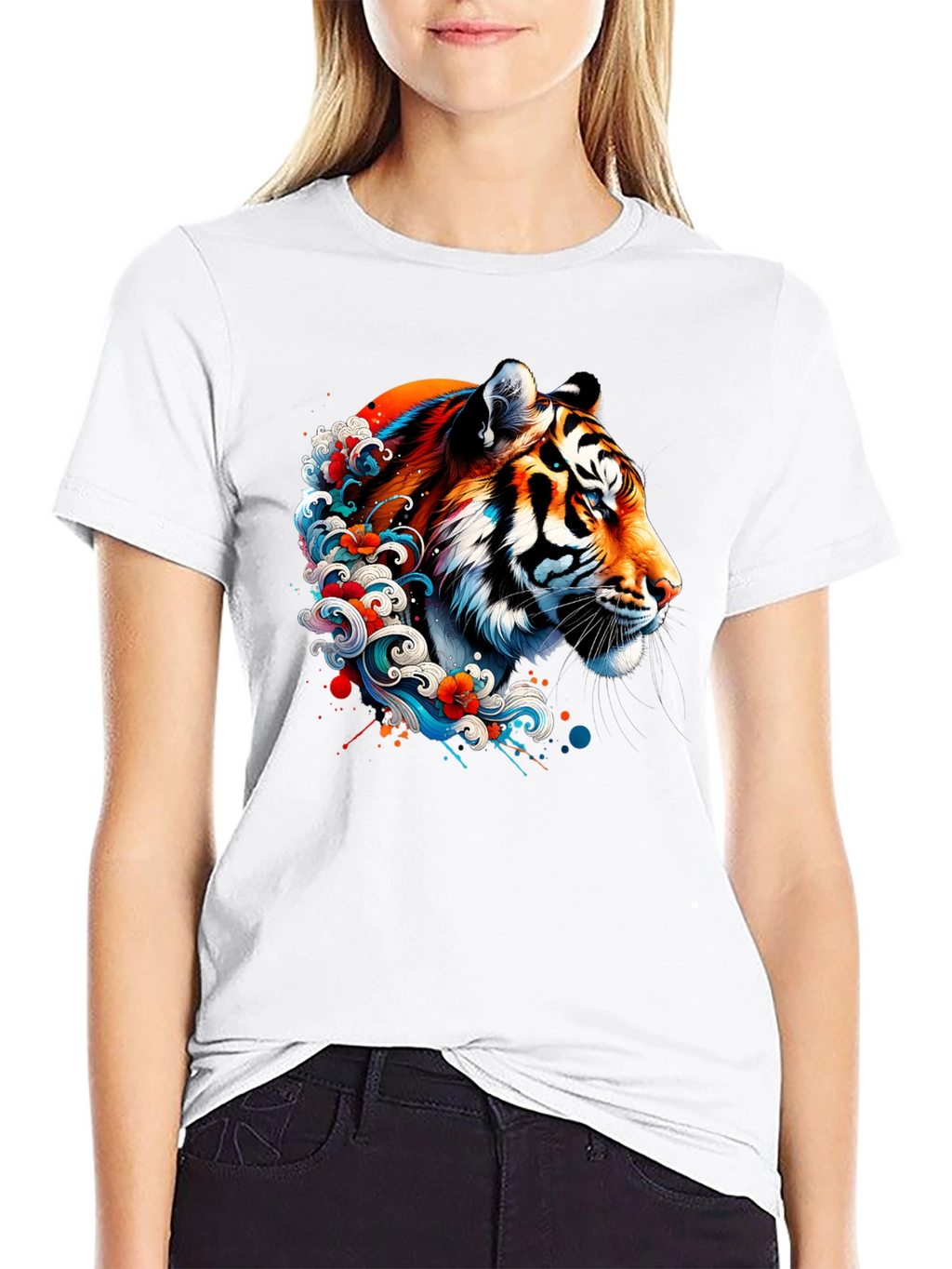 Tiger Wave Graphic Black T-Shirt