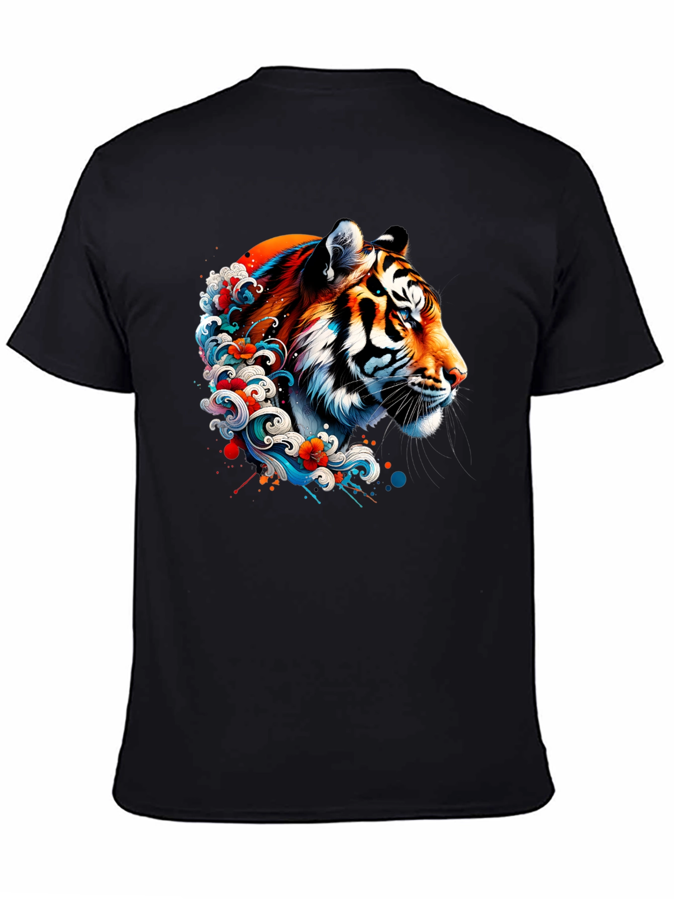 Tiger Wave Graphic Black T-Shirt